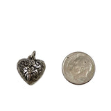 Sterling Repousse Puffy Heart Charm Victorian