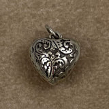 Sterling Repousse Puffy Heart Charm Victorian