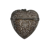 Sterling Repousse Heart Vesta  Case  back