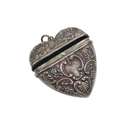 Sterling Repousse Heart Vesta Match Case Antique