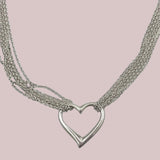 Sterling Silver Heart Necklace Italian