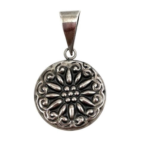 Mexican Sterling Floral Pendant Signed