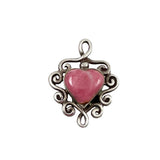 Rhodochrosite Sterling Heart Pendant