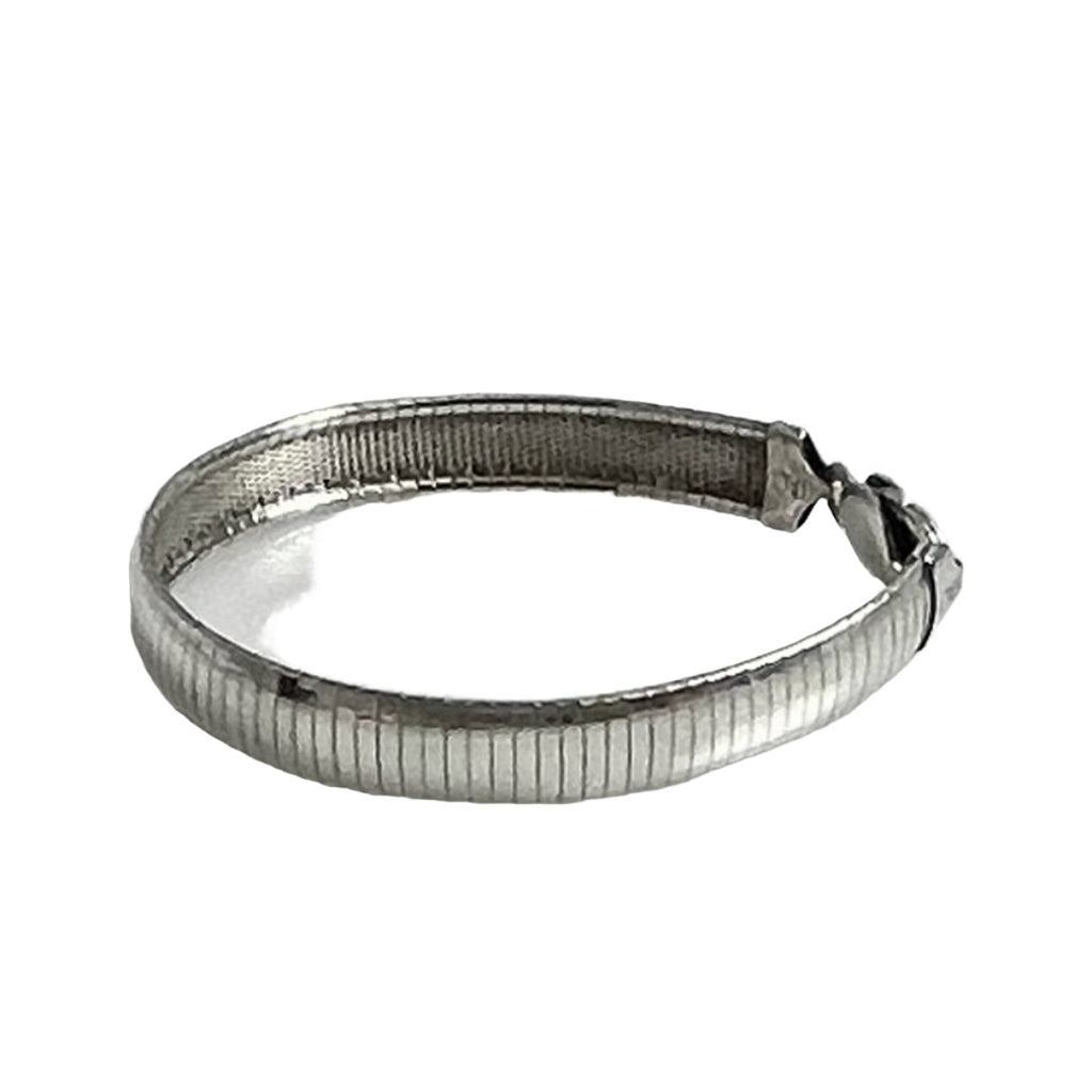 Wide Sterling Silver Omega Bracelet Italian 10mm