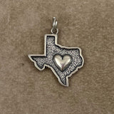 Sterling Silver Heart of Texas Charm Pendant