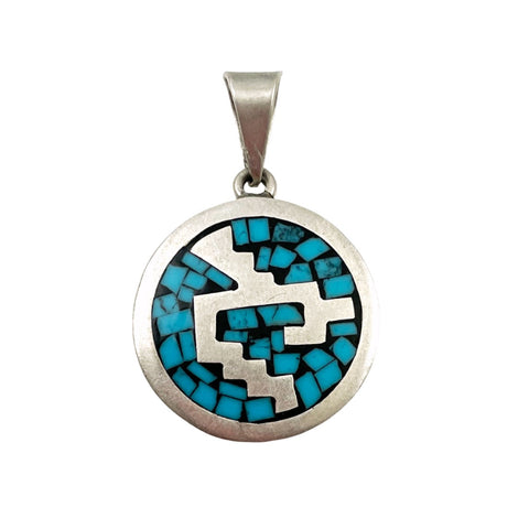Sterling & Turquoise Mexican Pendant Vintage
