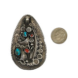 Old Pawn Hopi Sterling Turquoise & Coral Pendant