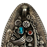 Old Pawn Hopi Sterling Turquoise & Coral Pendant