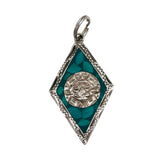 Sterling & Turquoise Mexican Aztec Pendant 1950's