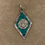 Sterling & Turquoise Mexican Aztec Pendant 1950's