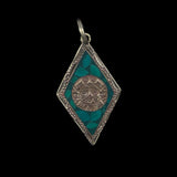 Sterling & Turquoise Mexican Aztec Pendant 1950's