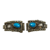 Turquoise & Sterling Watch Band Tips Navajo