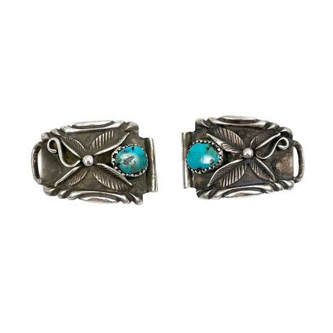 Turquoise & Silver Watch Band Tips Navajo