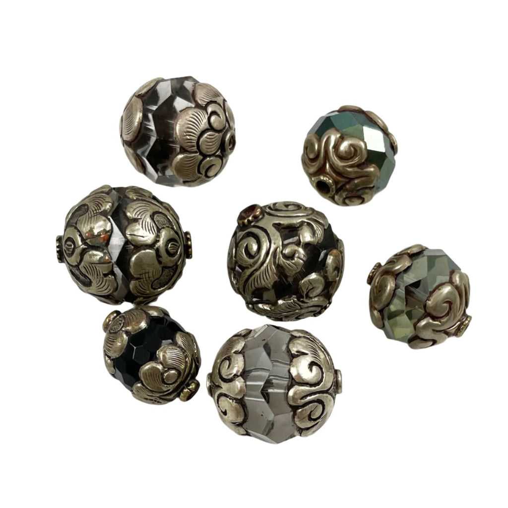 Tibetan Silver Capped Beads Vintage