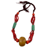 African Tribal Necklace Red Glass and Phenolic Resin