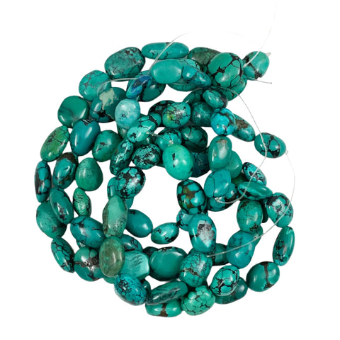 Natural Dark Turquoise Polished Ovals - Full strand