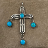 Navajo Sterling Silver & Turquoise Cross Pendant