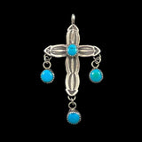 Navajo Sterling Silver & Turquoise Cross Pendant