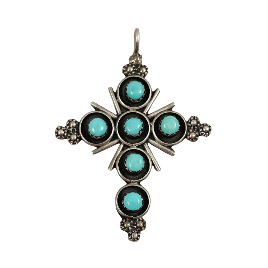 Sterling Silver & Turquoise Cross Pendant Navajo