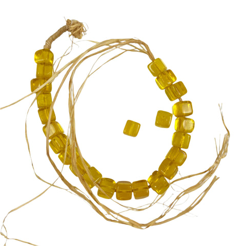 Yellow Glass Cube African Trade Beads