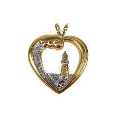 Gold Faith Heart Lighthouse Pendant