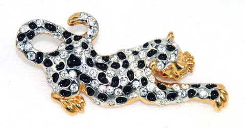 Leopard Rhinestone Brooch by Roman Vintage