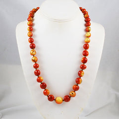 Apple Coral Graduated Necklace Vintage 23"