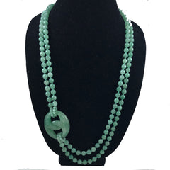 Green Aventurine Gemstone Double Strand Beaded Necklace