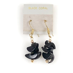 Black Coral Earrings Vintage Hawaiian