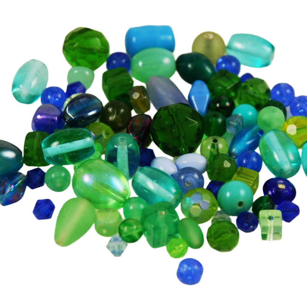 Vintage Blue Green Glass Beads Lot