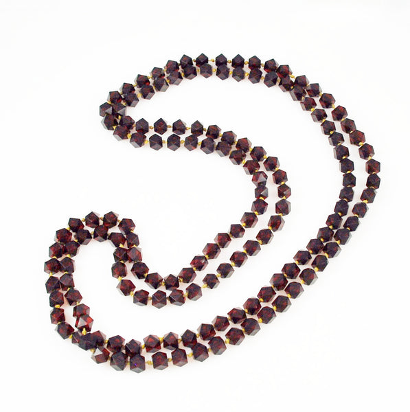 Cherry Amber Bakelite Necklace Faceted Geometric Beads – Estatebeads