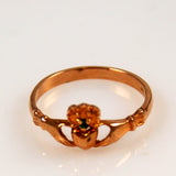 Antique Irish Claddagh Ring 10K Rose Gold & Emerald