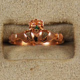 Antique Irish Claddagh Ring 10K Rose Gold & Emerald