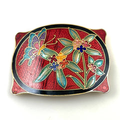 Red Cloisonne Bolo Clip or Scarf Holder