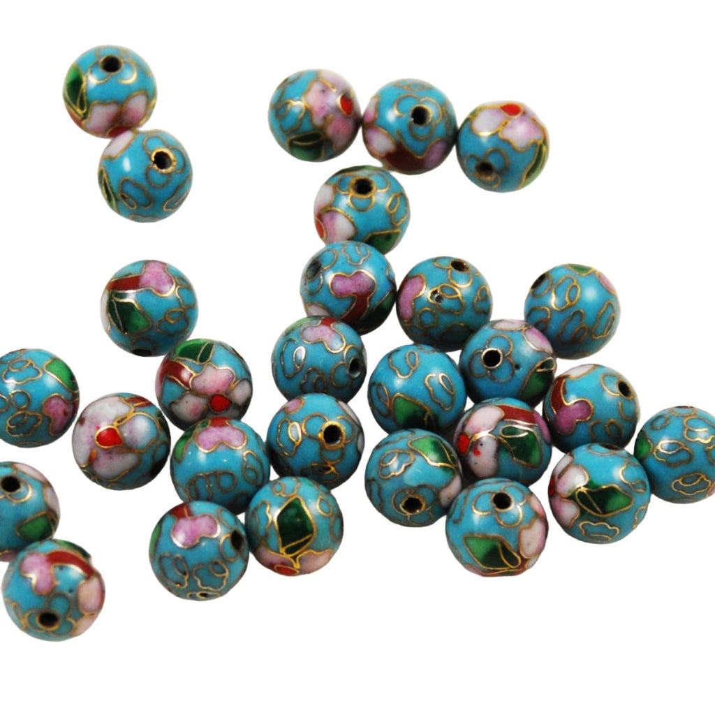 Turquoise blue cloisonne beads vintage