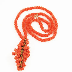 Salmon Coral Glass Tassel Necklace