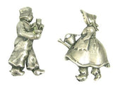 Pair of Sterling Silver Dutch Children Brooches