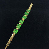 Four Leaf Clover Green Gold Bracelet Vintage