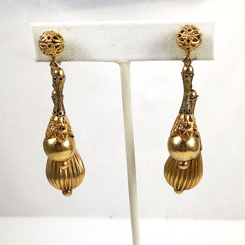 9ct Yellow Gold Antique Filigree Drop Earrings – BURLINGTON