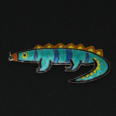 Lizard Iguana Sterling and Enamel Pendant