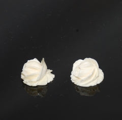 Carved Ivory Flat Back Flower Vintage 20mm