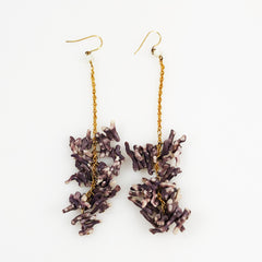 Purple Coral & Gold Chandelier Earrings Rare