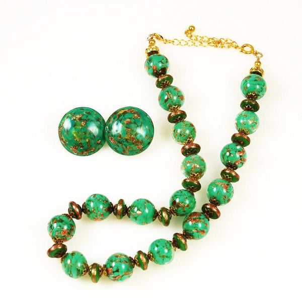 Murano Green Glass Bead Necklace Set- Italian – Estate Beads & Jewelry