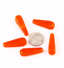 Orange Glass Teardrop Beads (4)