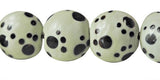 Paw Print Black & White Glass Beads