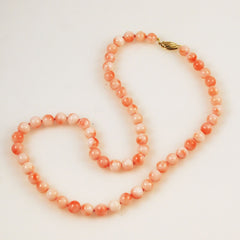 Pink Coral Necklace 7mm 14Kt Gold Clasp