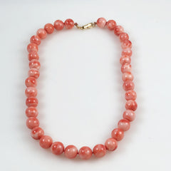 Pink Coral Necklace 10.5mm 14Kt Gold Clasp