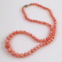 Pink Coral Necklace Graduated 14Kt Gold Clasp