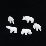 Carved Polar Bear Beads Genuine White Quartz