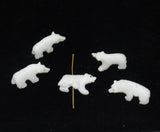 Carved Polar Bear Beads Genuine White Quartz